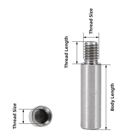 50pcs-pack, 8mm Thread Length + 25mm Body Length, M5-0.8 Thread, Male-Female Threaded Round Standoff, 18-8 Stainless Steel